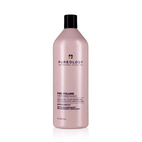 Pureology Pure Volume Conditioner for fine hair, adds volume, detangles, and provides shine. Ideal for lightweight hair care.