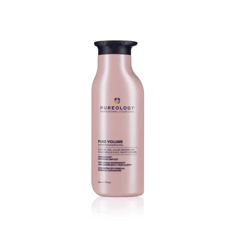 Pureology Pure Volume Shampoo for fine hair, silicone-free, providing weightless lift and airy volume, 266ml bottle.