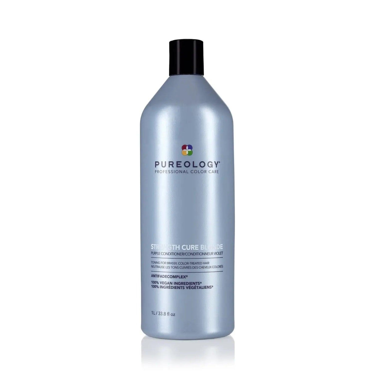 Pureology Strength Cure Best Blonde Conditioner bottle with blue cap, for blonde hair strengthening and color care.