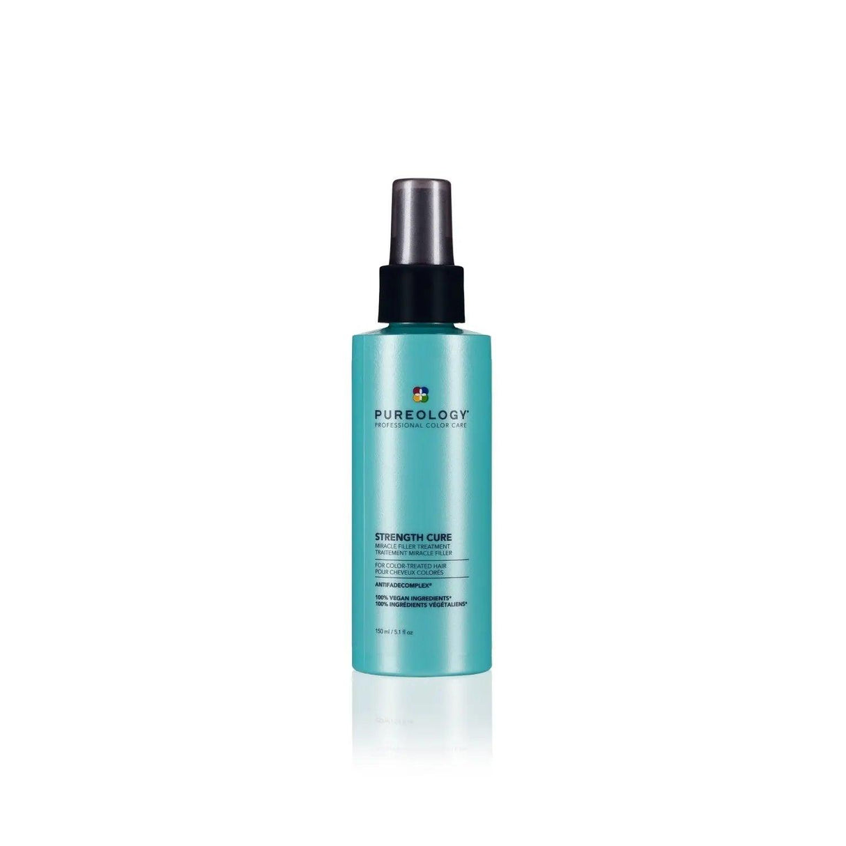 Pureology Strength Cure Miracle Filler Heat Protectant Spray for blonde hair, enhancing strength and shine, detangles and protects against heat.