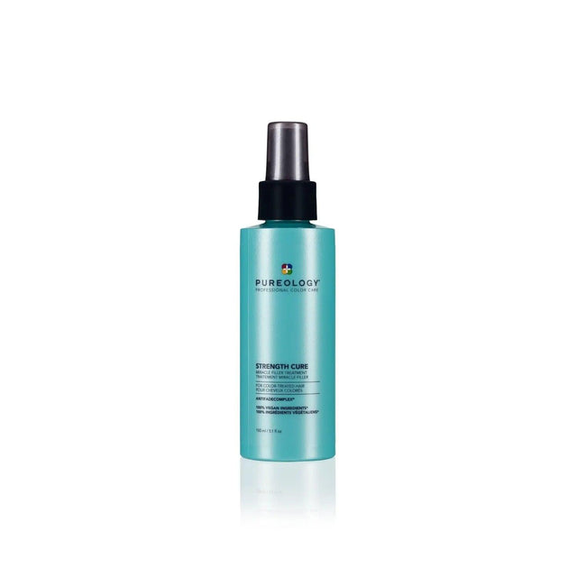 Pureology Strength Cure Miracle Filler Heat Protectant Spray for blonde hair, enhancing strength and shine, detangles and protects against heat.