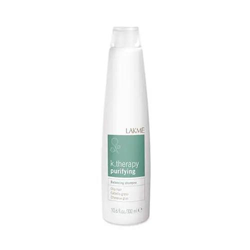 Lakme K.therapy Purifying Shampoo 10.6 fl oz for oily hair, pH balanced, cleanses and balances scalp oil, glacier fragrance.
