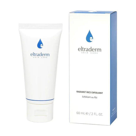 Radiant Rice Exfoliant tube and packaging for enhancing skin clarity with exfoliation and nutrient absorption.