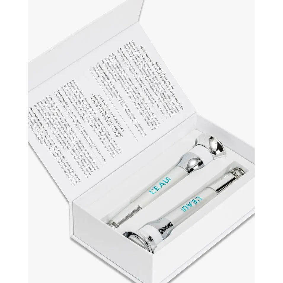 Open box of Rapid Lift Kit with two red light therapy devices for skin rejuvenation