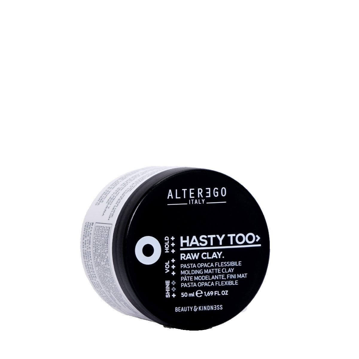 Raw Clay hair styling product for matte finish, flexible hold, 50ml jar. Perfect for achieving natural-looking hairstyles.