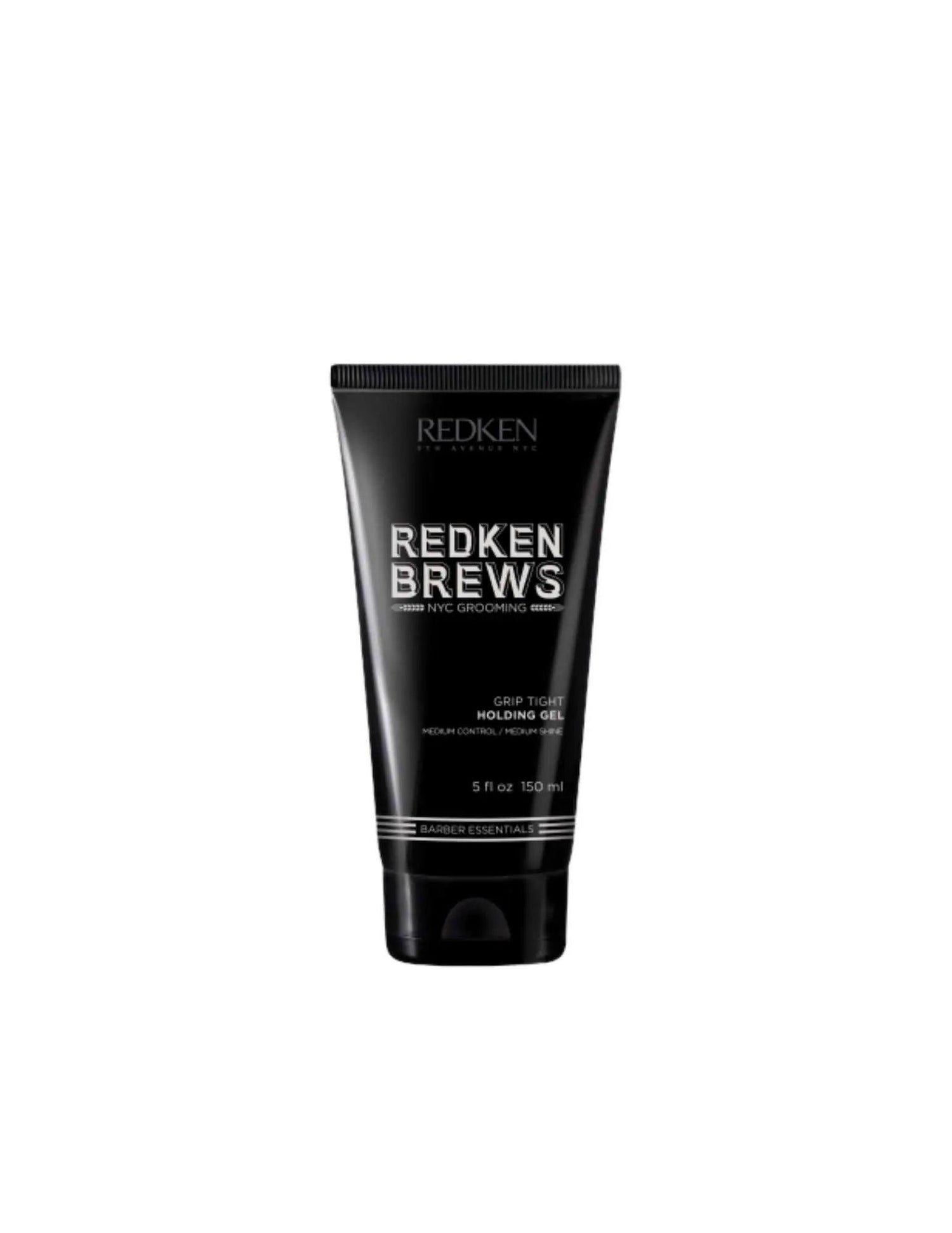 Redken Brews Grip Tight Holding Gel for strong hair styling control, suitable for all hair types and textures.