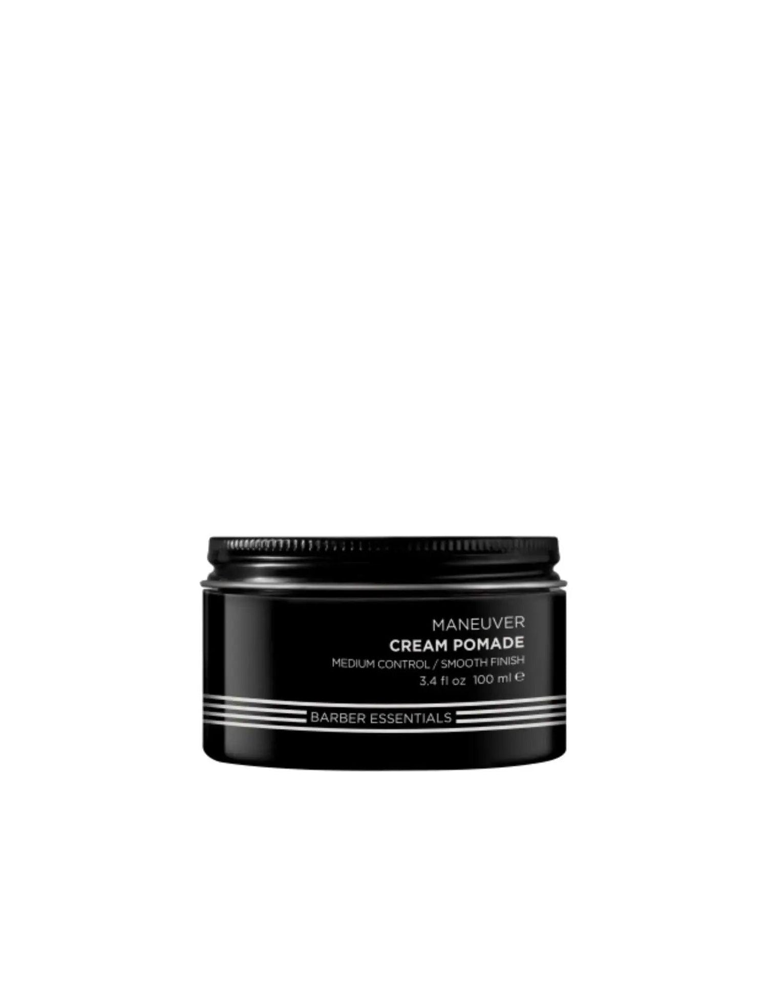 Redken Brews Maneuver Cream Pomade for men's hair styling, offering texture and natural finish, 3.4 oz jar.