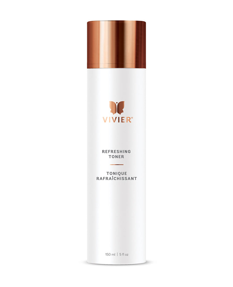 Vivier Refreshing Toner bottle with witch hazel and vitamin C for gentle cleansing and hydration, 150 ml.