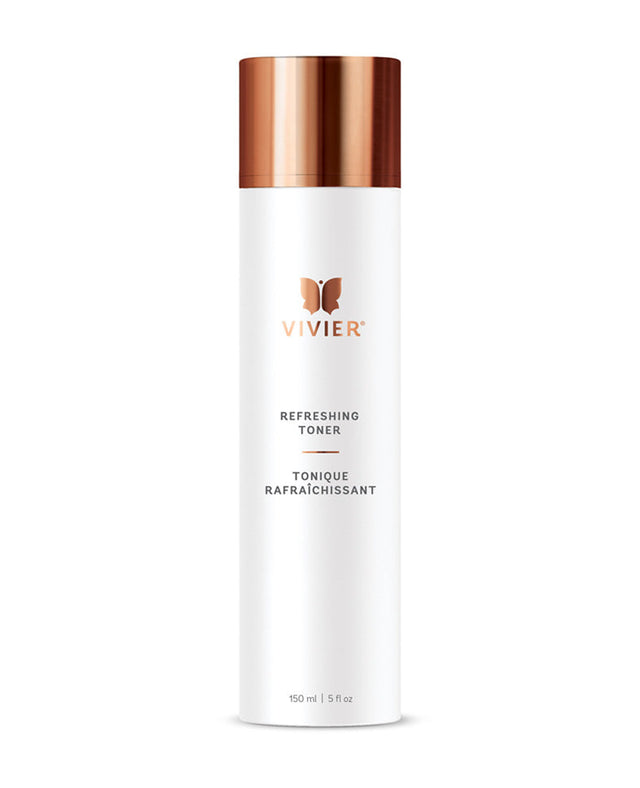 Vivier Refreshing Toner bottle with witch hazel and vitamin C for gentle cleansing and hydration, 150 ml.