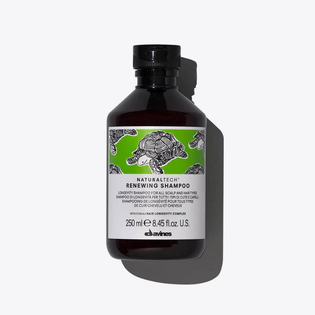 Renewing Shampoo bottle for scalp and hair health, promoting longevity and volume, 250ml, by Naturaltech.