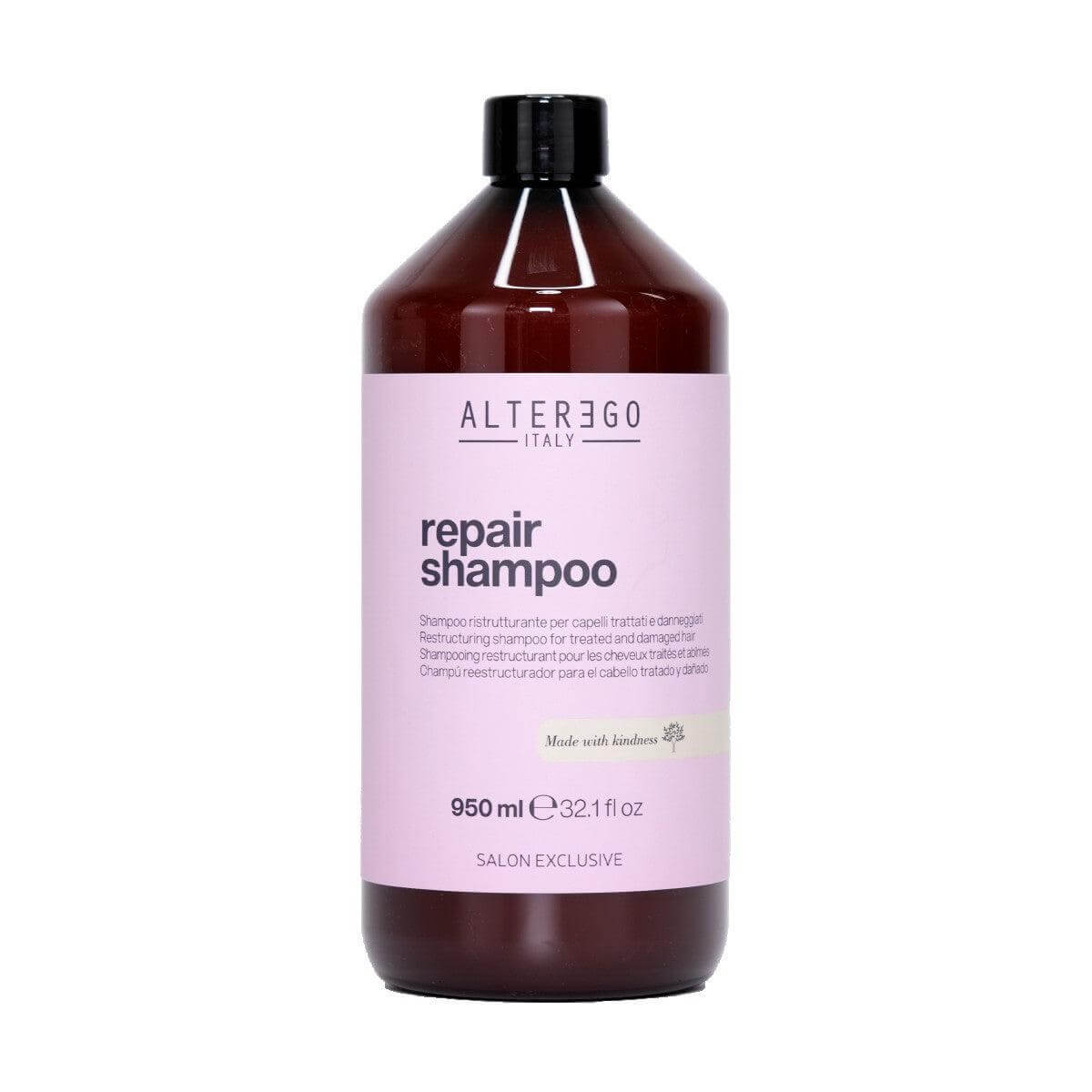 Repair Shampoo bottle 950ml, gently cleanses and strengthens hair, free from sulphates, parabens, petrolatum, and silicones.