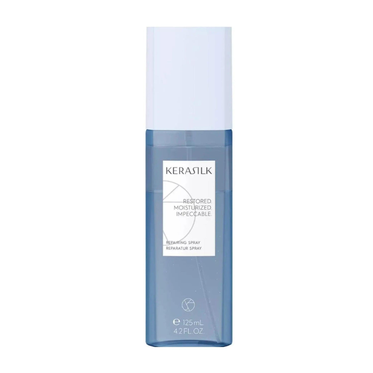 Goldwell Kerasilk Repairing Spray for all hair types, repairs and strengthens damaged hair, 125ml bottle.