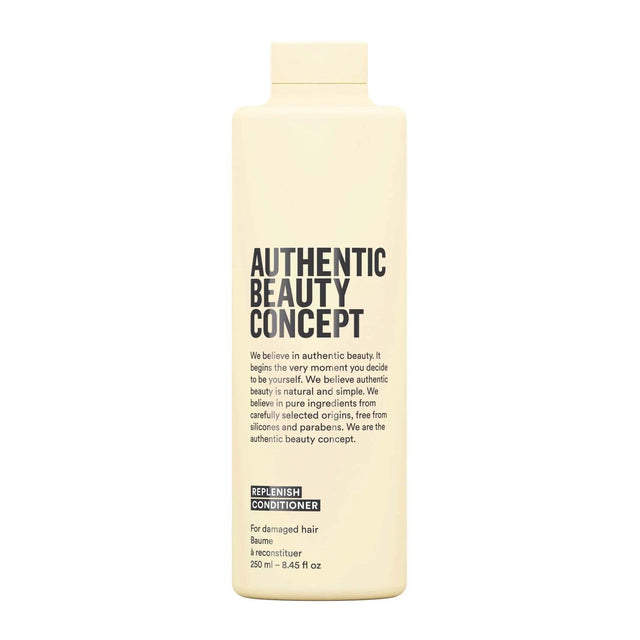 Replenish Conditioner by Authentic Beauty Concept for damaged hair, free from parabens and silicones, vegan, cruelty-free formula.