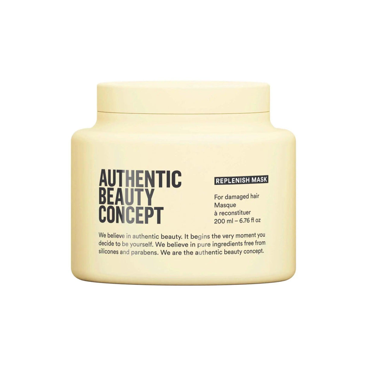 Authentic Beauty Concept Replenish Mask for damaged hair, vegan, silicone-free, cruelty-free, fortifies hair fiber, 200 ml.