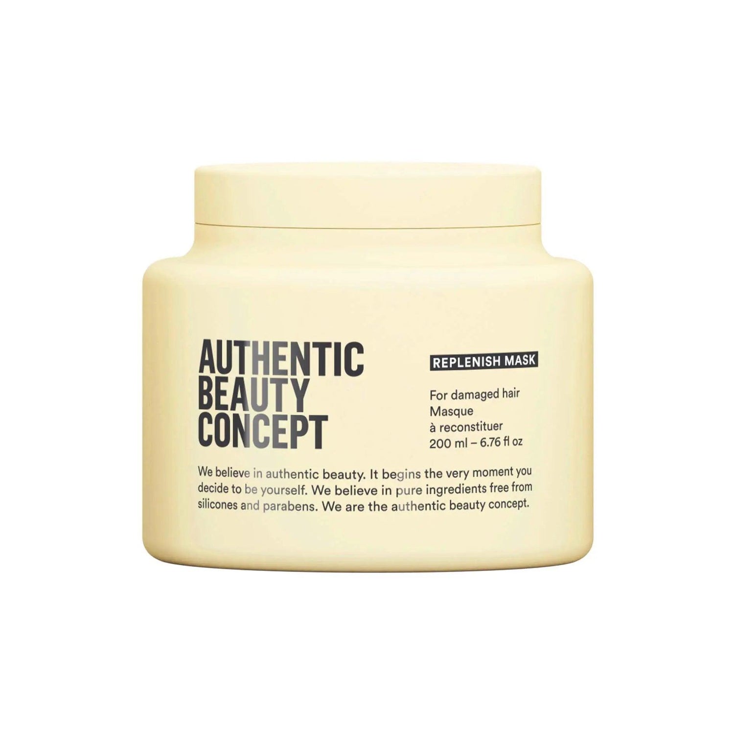 Authentic Beauty Concept Replenish Mask for damaged hair, vegan, silicone-free, cruelty-free, fortifies hair fiber, 200 ml.
