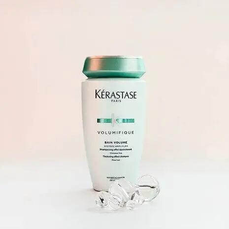 Kerastase Resistance Bain Volumifique Shampoo bottle for fine hair, enhances volume and fullness, gently cleanses without weighing down.