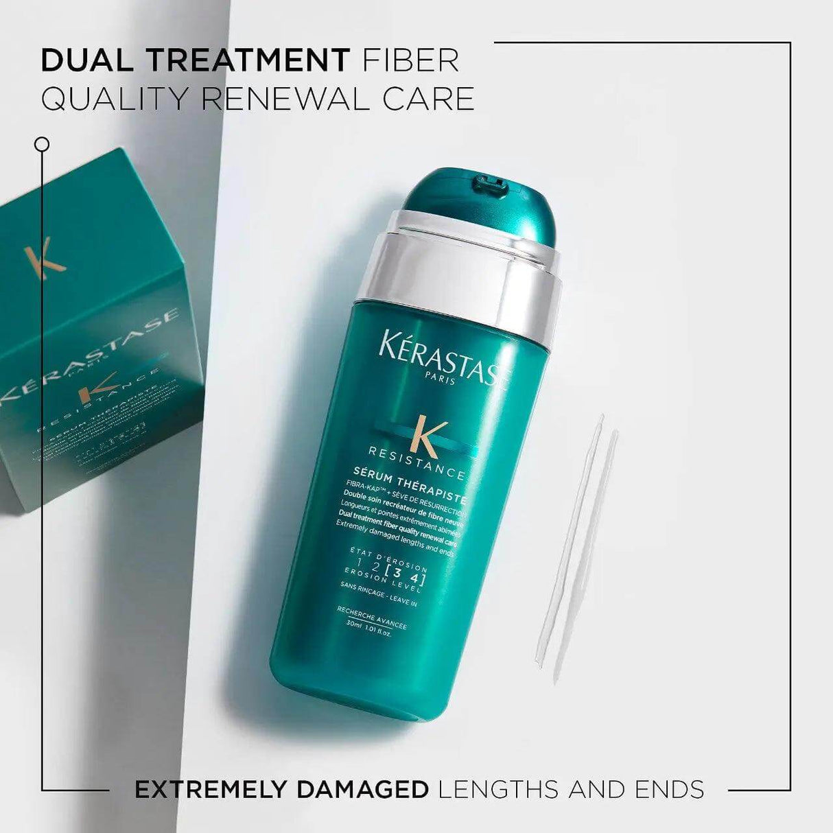 Kérastase Résistance Serum Thérapiste for damaged hair repair and protection.