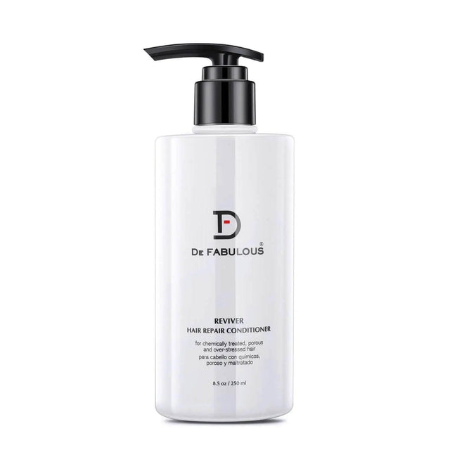 De Fabulous Reviver Hair Repair Conditioner bottle, 8.5 fl oz, for repairing and revitalizing damaged hair.