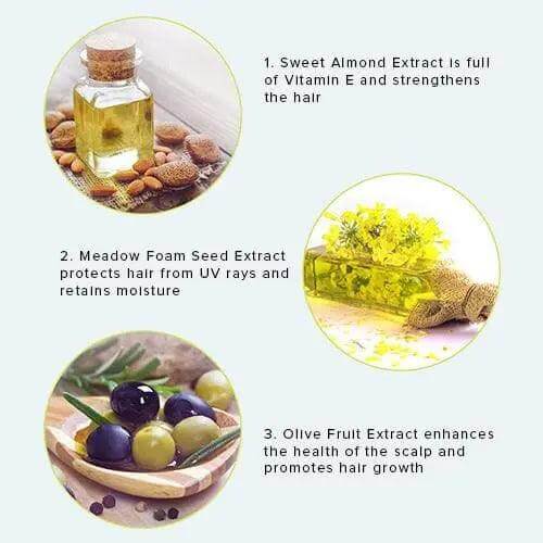 Ingredients in Reviver Hair Repair Conditioner: Sweet Almond, Meadow Foam Seed, Olive Fruit extracts for hair strength and growth.