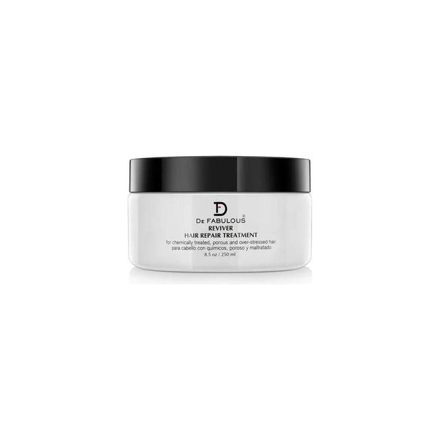Reviver Hair Repair Treatment jar for damaged, chemically-treated hair with Vitamin E, olive, almond extracts, and wheat proteins.