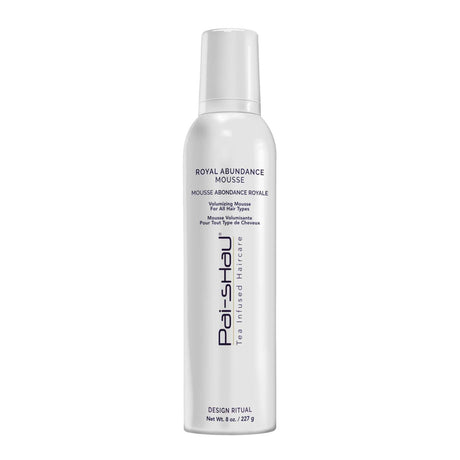 Royal Abundance Mousse for volume, shine, and soft hold infused with Signature Tea Complex in an 8 oz can.
