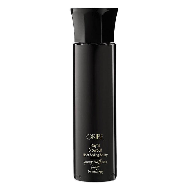 Oribe Royal Blowout Heat Styling Spray bottle, lightweight mist for frizz control and split ends, enhances shine and accelerates drying.