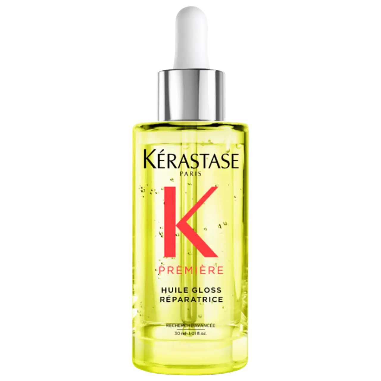 Kérastase Première Repairing High Shine Oil for Damaged Hair, combats damage and boosts shine, 50ml bottle with dropper.