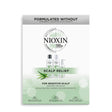 Nioxin Scalp Relief Kit packaging for sensitive scalps, featuring a three-step hair thickening system without parabens or sulfates.