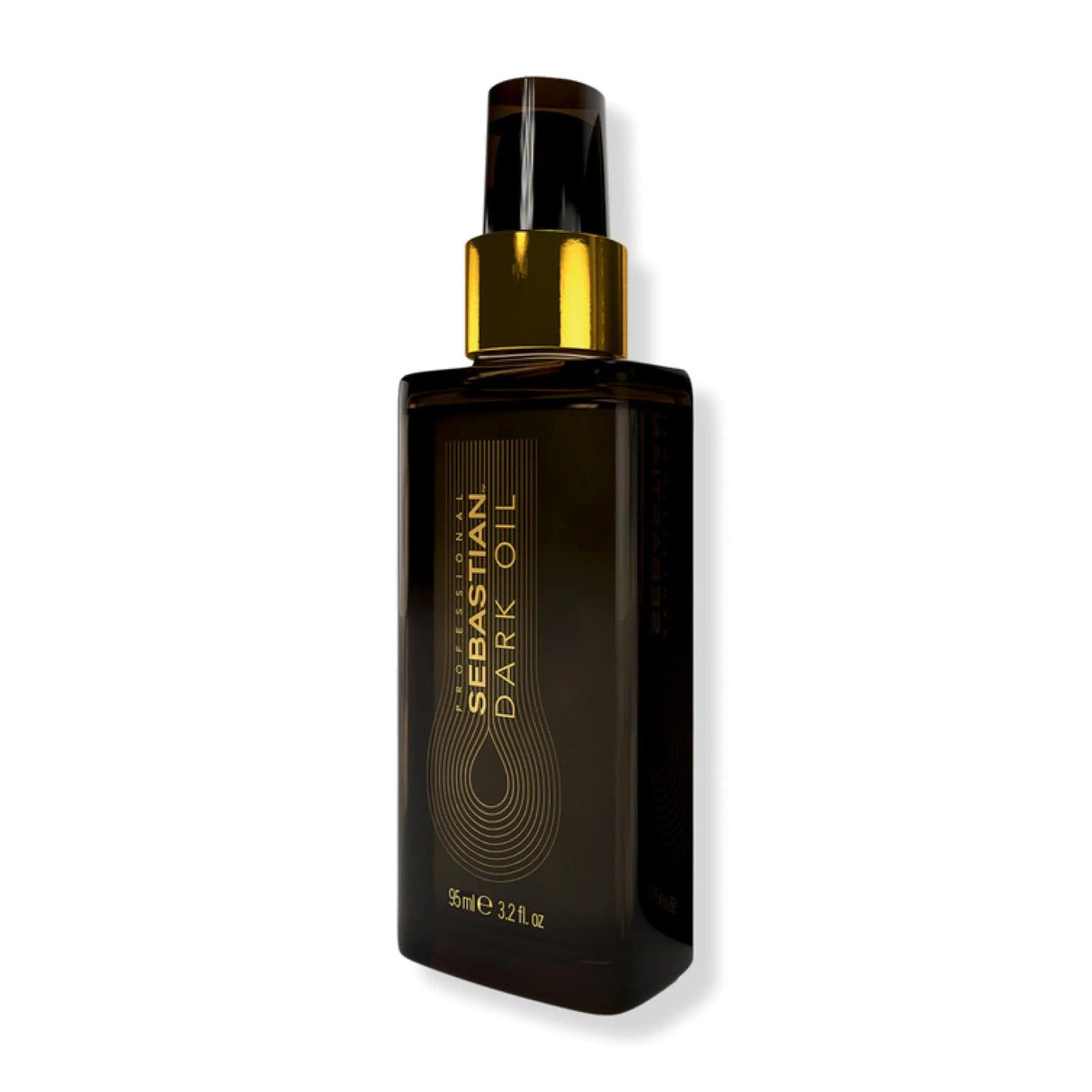 Sebastian Dark Oil styling oil bottle, smooths hair, adds body, lightweight, nourishes with no residue, incredible fragrance.