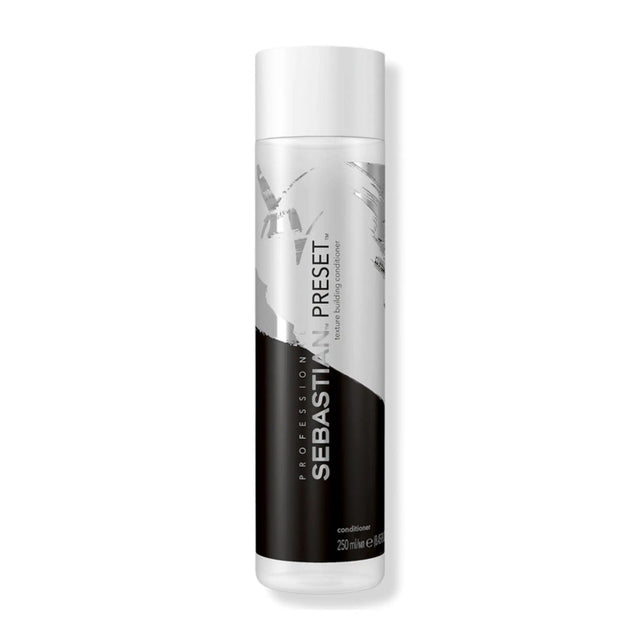 Sebastian Preset Conditioner bottle, pre-styling, grip and texture for hair, ideal primer, color-treated, frizz control, heat protection.