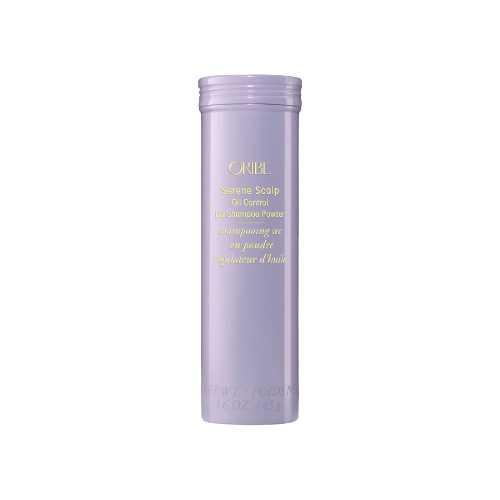 Serene Scalp Oil Control Dry Shampoo Powder in lavender bottle for refreshing hair and managing oil by Shu Uemura.