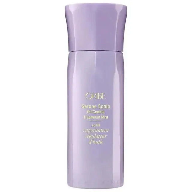 Oribe Serene Scalp Oil Control Treatment Mist bottle for managing excess oil on scalp, suitable for all hair types and textures.