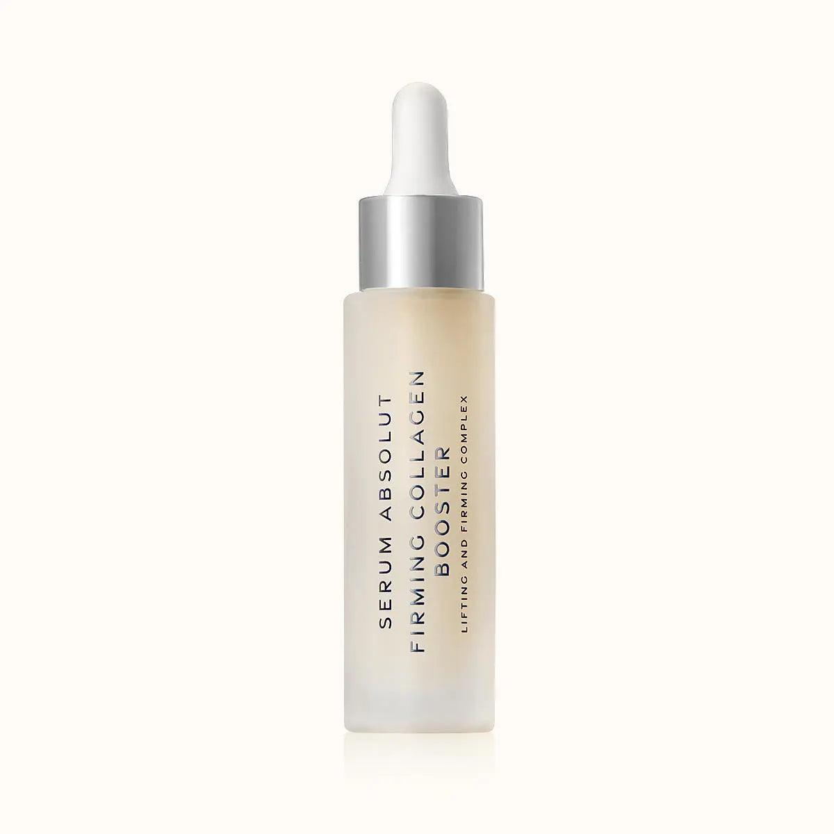 Serum Absolut Firming Booster bottle for youthful skin, infused with peptides, stem cells, and BioSuisse extracts.