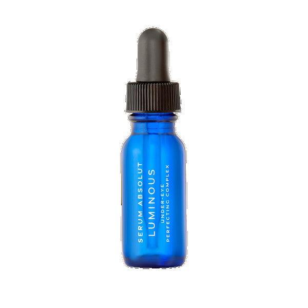 Serum Absolut Luminous Eye bottle for revitalizing eye skin with peptides and Swiss Alpine Organics to reduce dark circles.