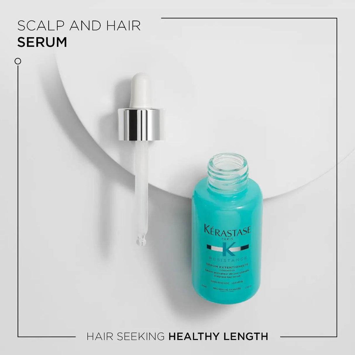 Kérastase Serum Extentioniste bottle and dropper, promoting healthy hair growth and reduced breakage for all hair types.