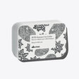 Aluminum shampoo bar case with floral design, durable and practical for storage, ensuring shampoo bars last longer.