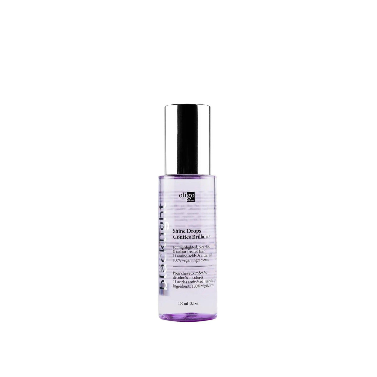Blacklight Shine Drops lightweight oil for highlighted hair, enhances shine, conditions with argan oil, 100% vegan formula