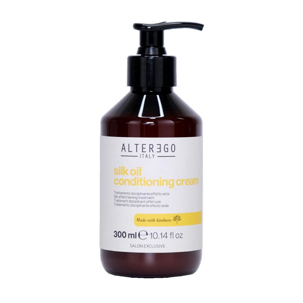 Silk Oil Conditioning Cream bottle for nourishing frizzy hair, 300ml size, shown against a white background.