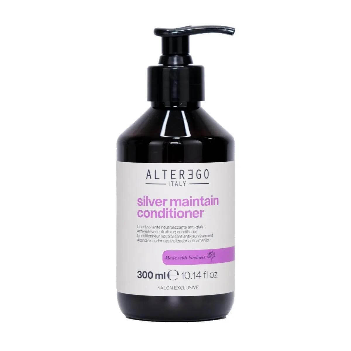 Silver Maintain Conditioner bottle 300ml, enhances color, neutralizes yellow tones, sulfate-free, nourishing for shiny hair.