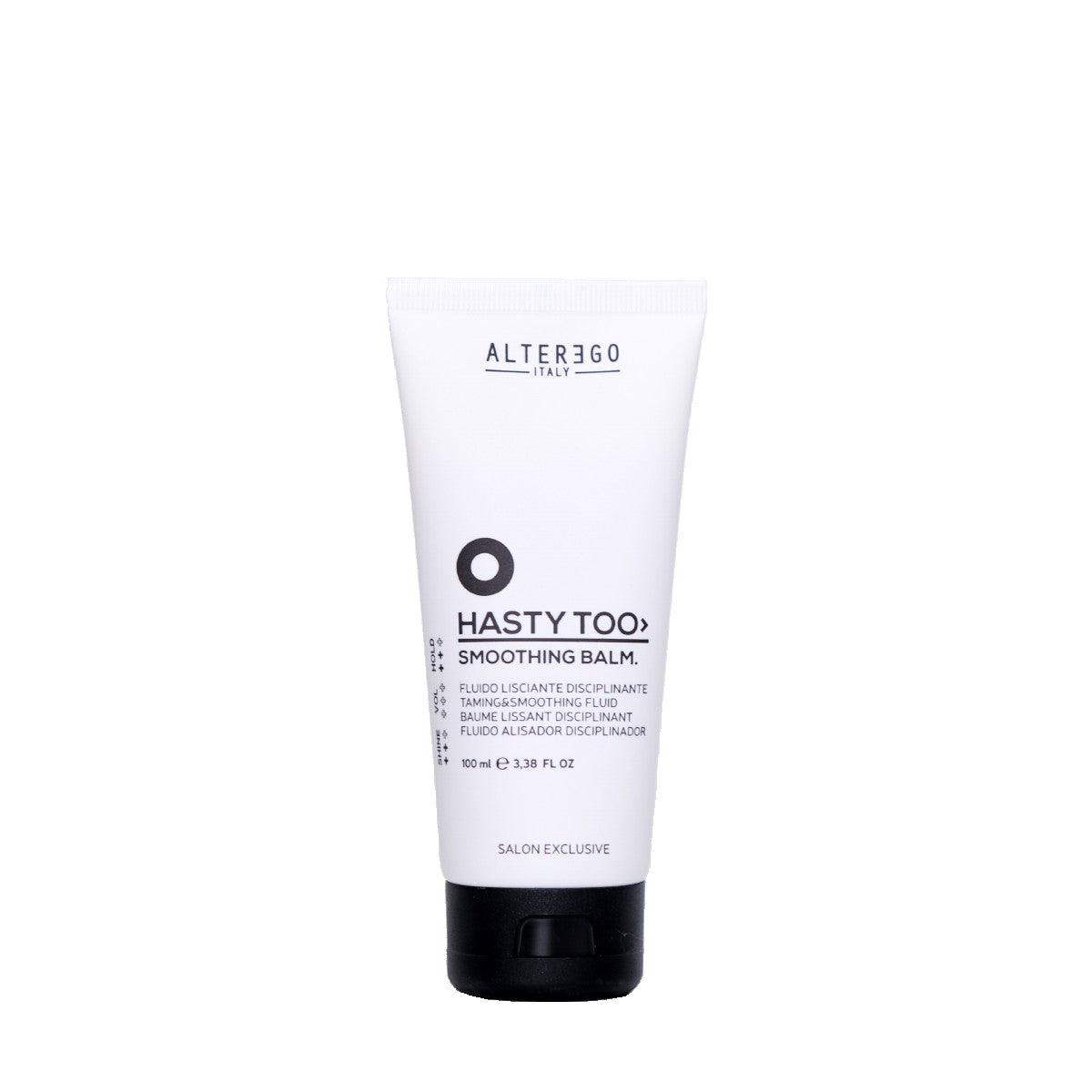 Smooth hair balm tube for frizz control, humidity protection, and glossy, hydrated hair styling, 100ml salon exclusive.