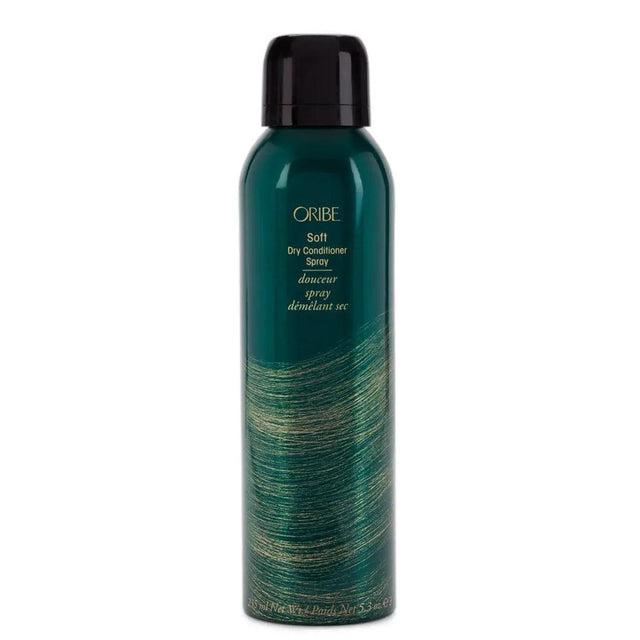 Soft Dry Conditioning Spray for curly or wavy hair in a sleek green bottle, enhancing shine and moisture without weighing down waves.