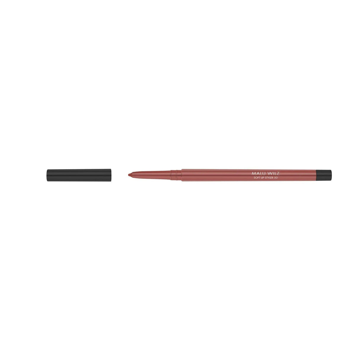 Malu Wilz Soft Lip Pencil 0.4g, retractable design, enhances lip shape with smooth application, shown with cap off.