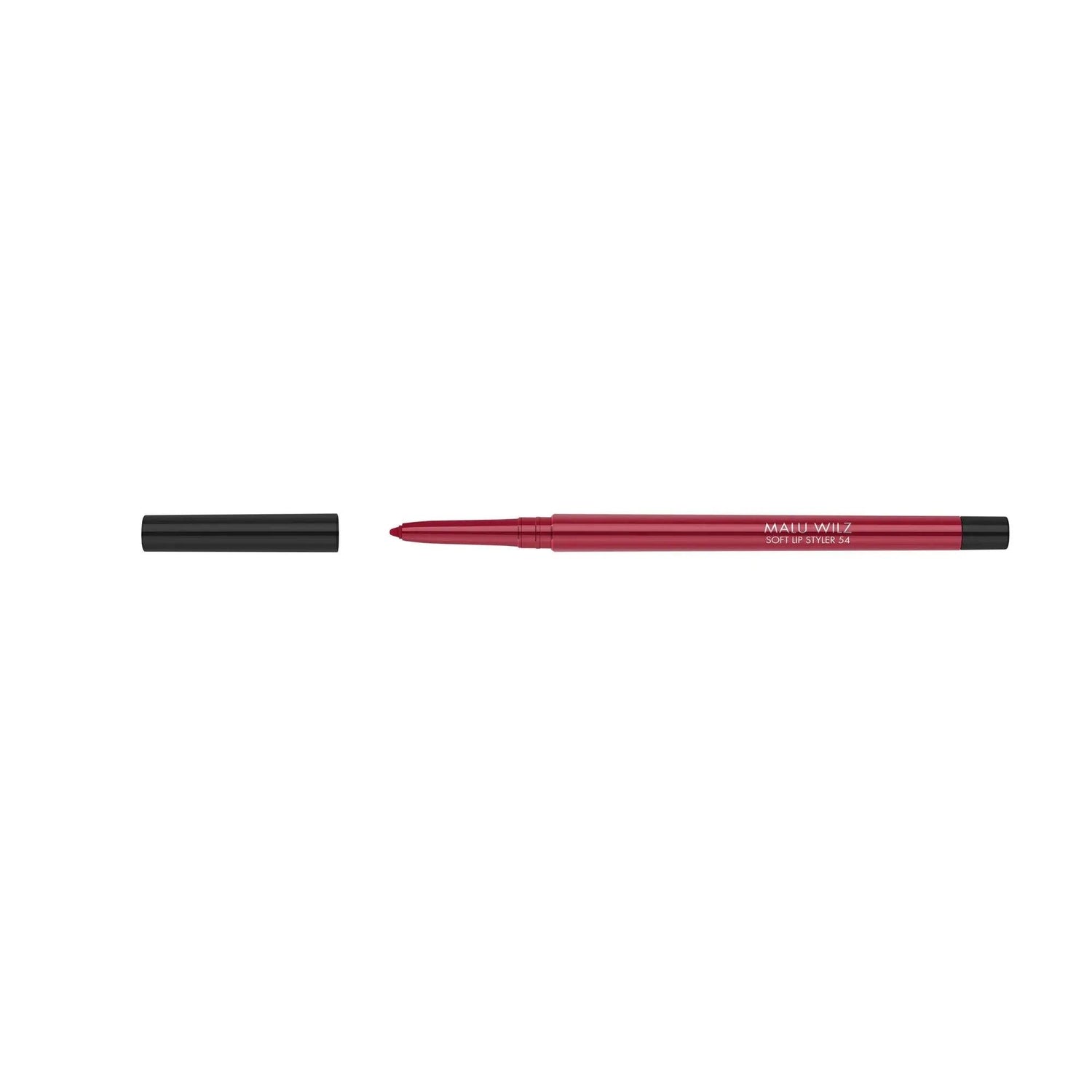 Malu Wilz Soft Lip Pencil in red, 0.4g, with cap, perfect for defining lips, offering smooth texture and easy application.