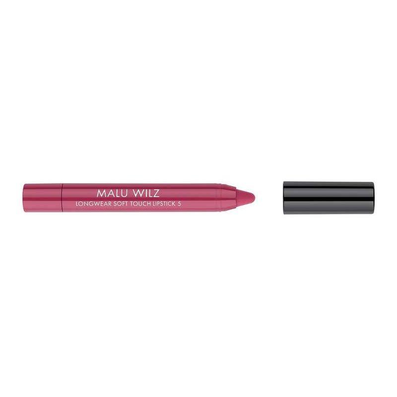 Malu Wilz Soft Touch Lipstick 1.8g in open packaging showing rich color and smooth finish.