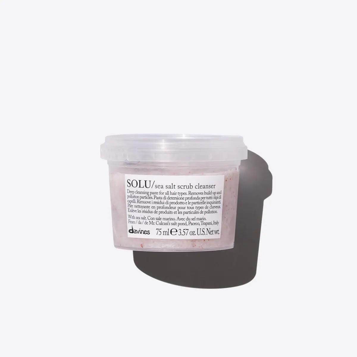 Solu Sea Salt Scrub Cleanser tub for deep hair cleansing and scalp revitalization, awarded Best Clarifying Treatment 2020 by Women's Health.