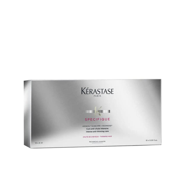 Kerastase Spécifique Cure Anti-Thinning Aminexil Scalp Treatment box for hair loss and breakage prevention.