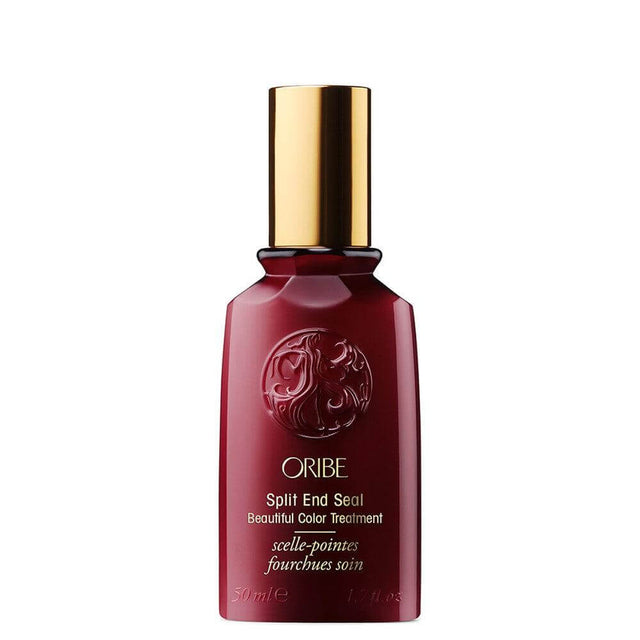 Oribe Split End Seal serum for color-treated hair, rejuvenates and strengthens split ends, 50ml bottle.