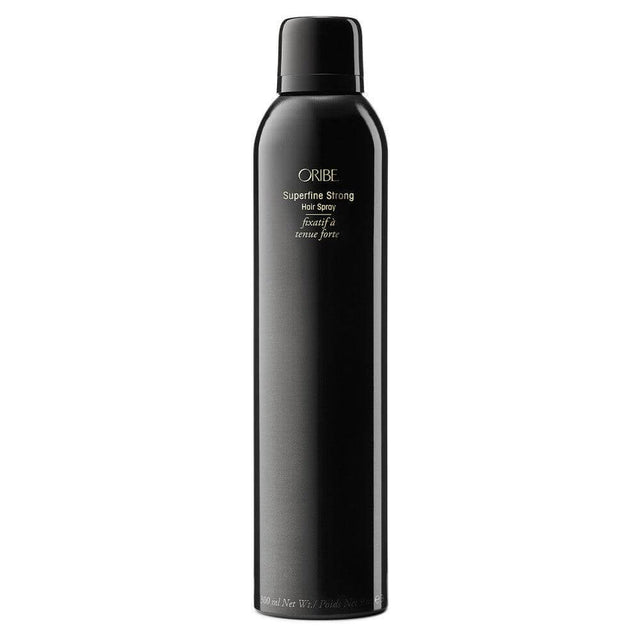 Superfine Strong Hair Spray bottle showcasing sleek design and natural ingredients for enhanced shine and hold.