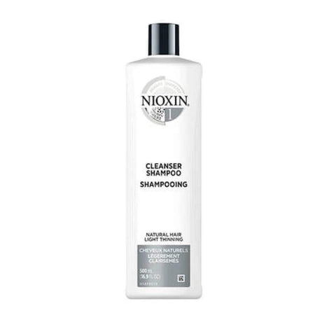 Nioxin System 1 Cleanser Shampoo for fine, thin, natural hair, removes buildup for healthy growth, volume, and shine.