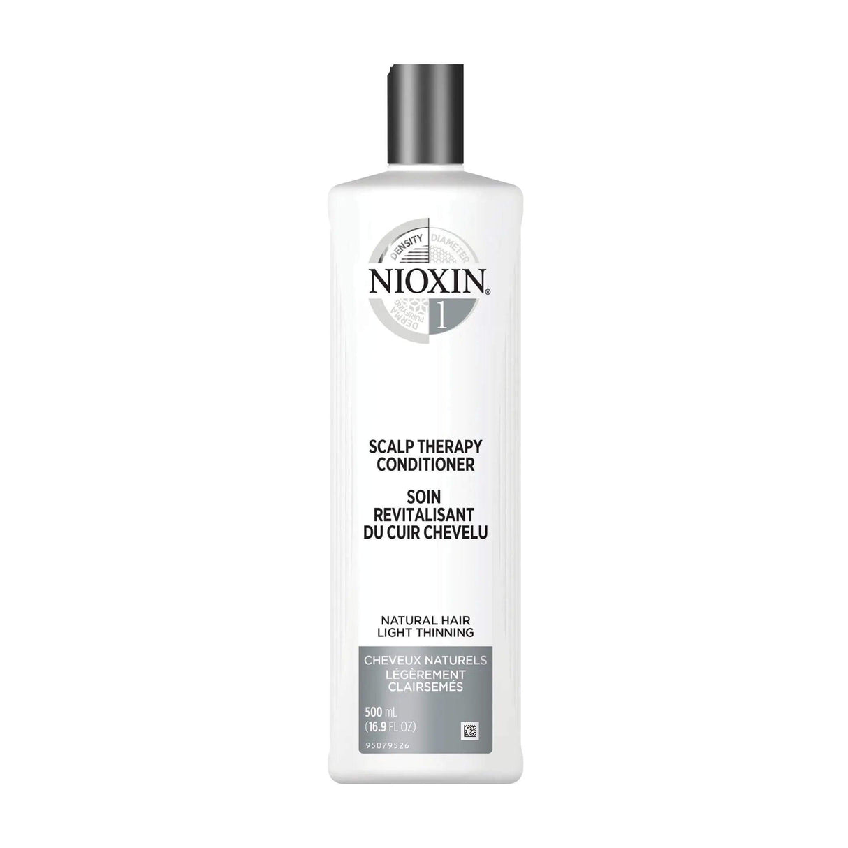 Nioxin Scalp Therapy Conditioner System 1 for natural hair with light thinning, 500ml bottle.